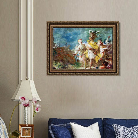INVIN ART Framed Canvas Art Giclee Print Renaldo in the enchanted forest finds the ghost of armada emerged from the bark of a myrtle,1760 by Jean Honore Fragonard