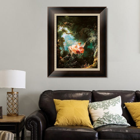 INVIN ART Framed Canvas Art Giclee Print The Swing by Jean Honore Fragonard Wall Art Living Room Home Office Decorations