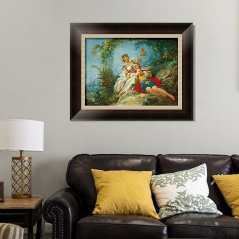 INVIN ART Framed Canvas Art Giclee Print Lovers by Jean Honore Fragonard Wall Art Living Room Home Office Decorations