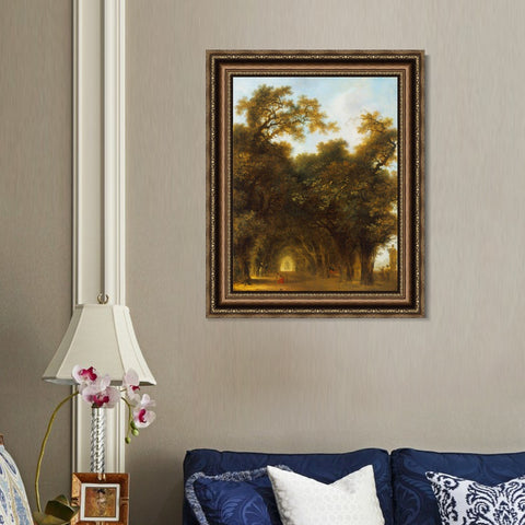INVIN ART Framed Canvas Art Giclee Print A Shaded Avenue by Jean Honore Fragonard Wall Art Living Room Home Office Decorations