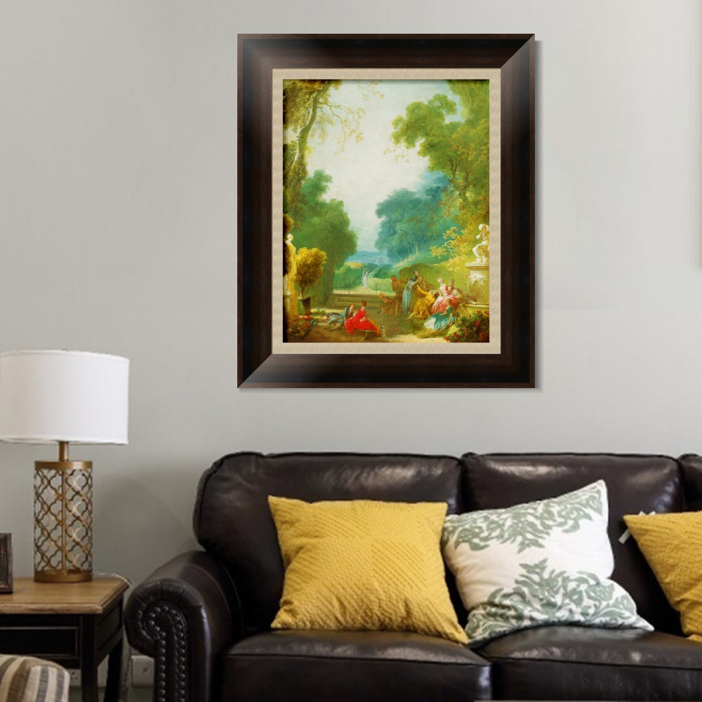 INVIN ART Framed Canvas Art Giclee Print A Game of Hot Cockles by Jean Honore Fragonard Wall Art Living Room Home Office Decorations