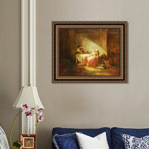 INVIN ART Framed Canvas Art Giclee Print Interior Scene by Jean Honore Fragonard Wall Art Living Room Home Office Decorations