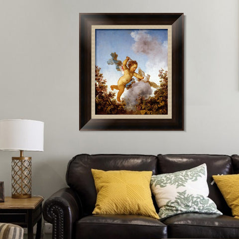 INVIN ART Framed Canvas Art Giclee Print Love the Avenger, 1790 by Jean Honore Fragonard Wall Art Living Room Home Office Decorations