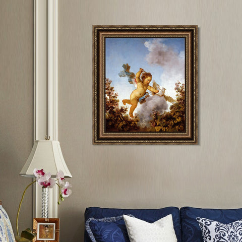 INVIN ART Framed Canvas Art Giclee Print Love the Avenger, 1790 by Jean Honore Fragonard Wall Art Living Room Home Office Decorations