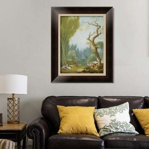 INVIN ART Framed Canvas Art Giclee Print A Game of Horse and Rider by Jean Honore Fragonard Wall Art Living Room Home Office Decorations