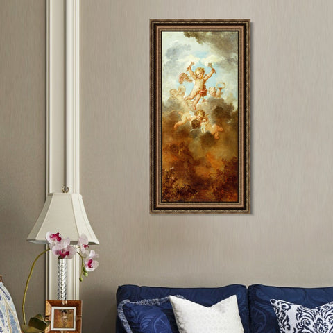 INVIN ART Framed Canvas Art Giclee Print Love Triumphant, 1790 by Jean Honore Fragonard Wall Art Living Room Home Office Decorations