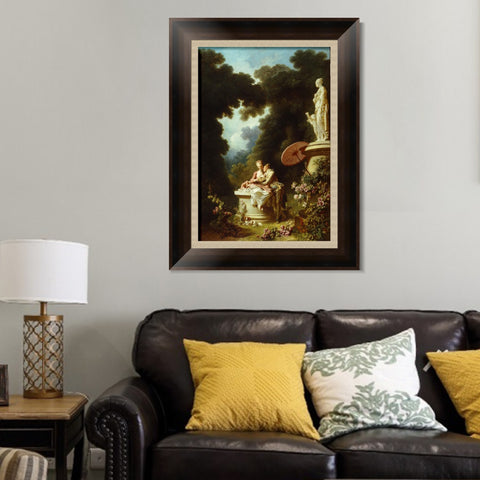 INVIN ART Framed Canvas Art Giclee Print Love Letters by Jean Honore Fragonard Wall Art Living Room Home Office Decorations