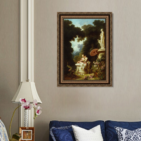 INVIN ART Framed Canvas Art Giclee Print Love Letters by Jean Honore Fragonard Wall Art Living Room Home Office Decorations
