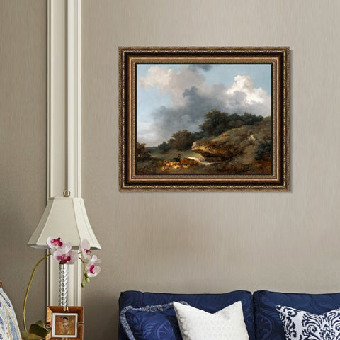INVIN ART Framed Canvas Art Giclee Print Abruvoir,1763 by Jean Honore Fragonard Wall Art Living Room Home Office Decorations