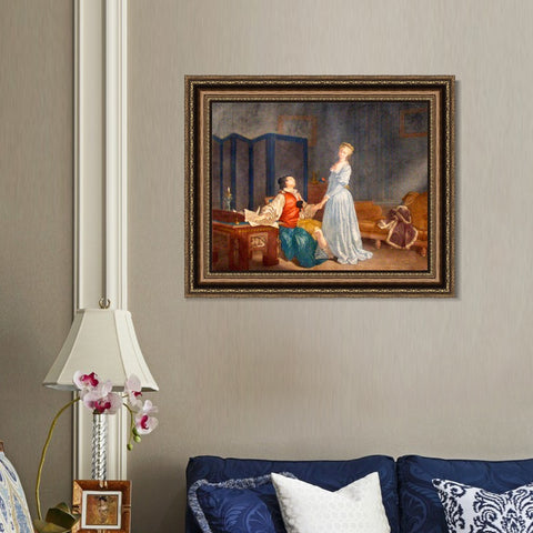 INVIN ART Framed Canvas Art Giclee Print Contract by Jean Honore Fragonard Wall Art Living Room Home Office Decorations