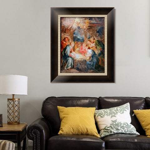 INVIN ART Framed Canvas Art Giclee Print Worship of shepherds by Jean Honore Fragonard Wall Art Living Room Home Office Decorations