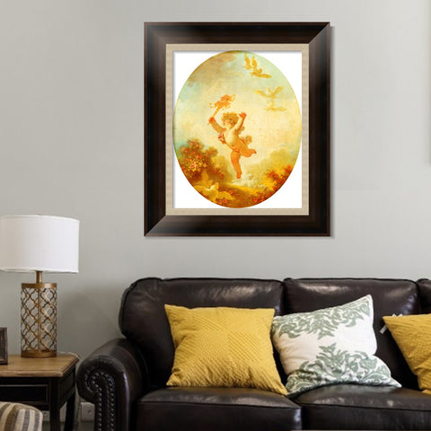 INVIN ART Framed Canvas Art Giclee Print Love as Folly by Jean Honore Fragonard Wall Art Living Room Home Office Decorations