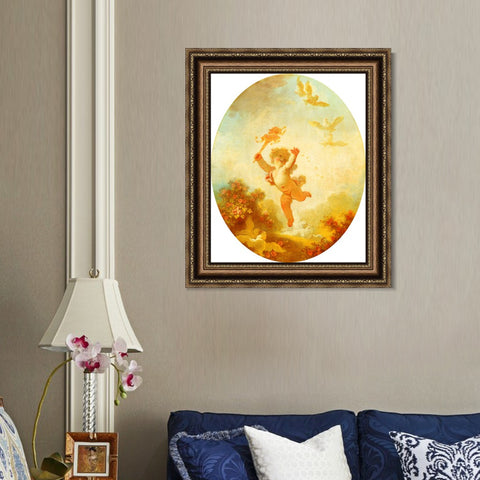 INVIN ART Framed Canvas Art Giclee Print Love as Folly by Jean Honore Fragonard Wall Art Living Room Home Office Decorations