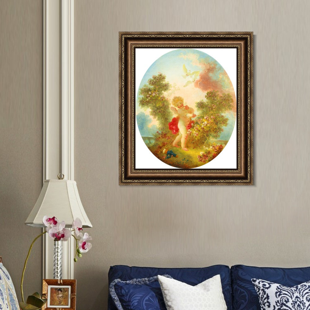 INVIN ART Framed Canvas Art Giclee Print Love the Sentinel by Jean Honore Fragonard Wall Art Living Room Home Office Decorations