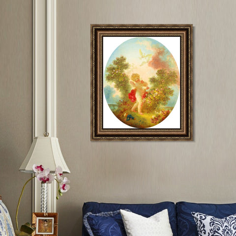 INVIN ART Framed Canvas Art Giclee Print Love the Sentinel by Jean Honore Fragonard Wall Art Living Room Home Office Decorations