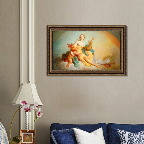 INVIN ART Framed Canvas Art Giclee Print Music by Jean Honore Fragonard Wall Art Living Room Home Office Decorations