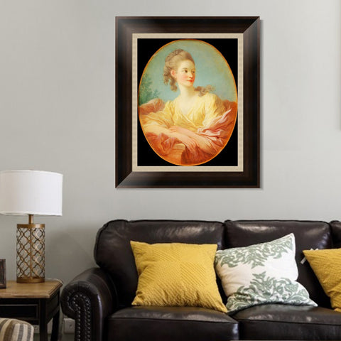 INVIN ART Framed Canvas Art Giclee Print Portrait of a Young Woman by Jean Honore Fragonard Wall Art Living Room Home Office Decorations