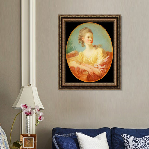 INVIN ART Framed Canvas Art Giclee Print Portrait of a Young Woman by Jean Honore Fragonard Wall Art Living Room Home Office Decorations