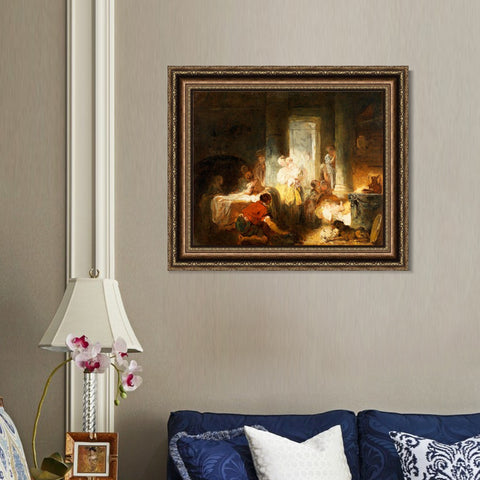 INVIN ART Framed Canvas Art Giclee Print Roman Interior by Jean Honore Fragonard Wall Art Living Room Home Office Decorations