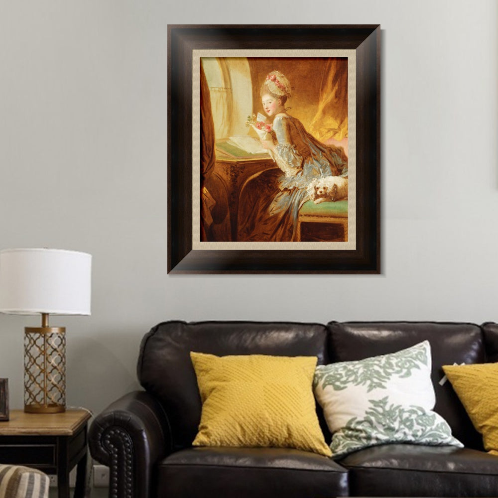 INVIN ART Framed Canvas Art Giclee Print The Love Letter by Jean Honore Fragonard Wall Art Living Room Home Office Decorations