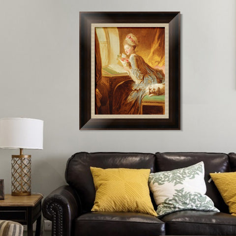 INVIN ART Framed Canvas Art Giclee Print The Love Letter by Jean Honore Fragonard Wall Art Living Room Home Office Decorations