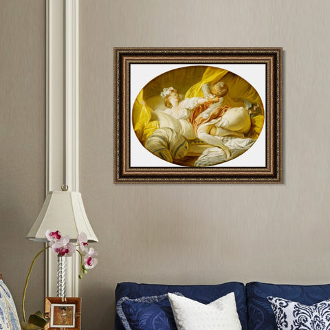 INVIN ART Framed Canvas Art Giclee Print The Beautiful Servant by Jean Honore Fragonard Wall Art Living Room Home Office Decorations