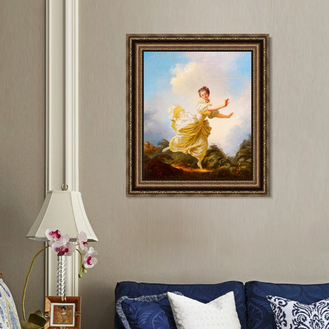INVIN ART Framed Canvas Art Giclee Print The Feigned Flight by Jean Honore Fragonard Wall Art Living Room Home Office Decorations