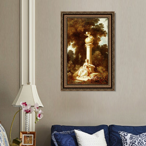 INVIN ART Framed Canvas Art Giclee Print The Progress of Love by Jean Honore Fragonard Wall Art Living Room Home Office Decorations