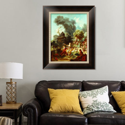 INVIN ART Framed Canvas Art Giclee Print The Lover Crowned by Jean Honore Fragonard Wall Art Living Room Home Office Decorations