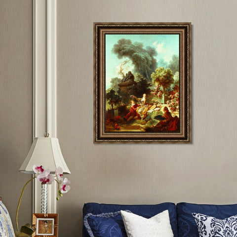 INVIN ART Framed Canvas Art Giclee Print The Lover Crowned by Jean Honore Fragonard Wall Art Living Room Home Office Decorations