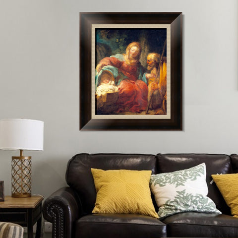 INVIN ART Framed Canvas Art Giclee Print The Rest on the Flight into Egypt by Jean Honore Fragonard Wall Art Living Room Home Office Decorations
