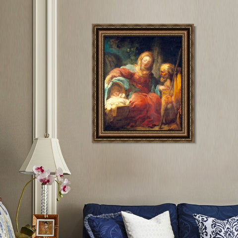 INVIN ART Framed Canvas Art Giclee Print The Rest on the Flight into Egypt by Jean Honore Fragonard Wall Art Living Room Home Office Decorations