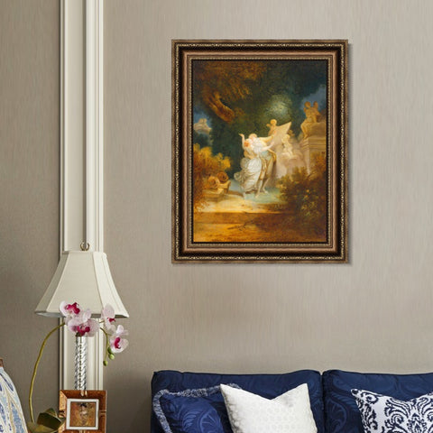 INVIN ART Framed Canvas Art Giclee Print THE SERMON OF LOVE by Jean Honore Fragonard Wall Art Living Room Home Office Decorations