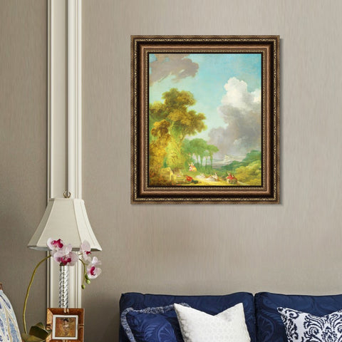 INVIN ART Framed Canvas Art Giclee Print The Swing#2 by Jean Honore Fragonard Wall Art Living Room Home Office Decorations