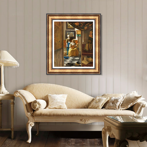 INVIN ART Framed Canvas Art Giclee Print The Love Letter by Johannes Vermeer Wall Art Living Room Home Office Decorations