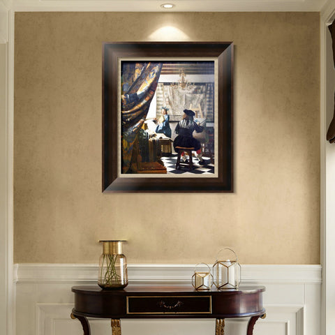 INVIN ART Framed Canvas Art Giclee Print The Art of Painting by Johannes Vermeer Wall Art Living Room Home Office Decorations