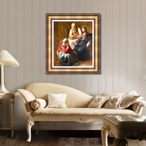 INVIN ART Framed Canvas Art Giclee Print Christ in The House of Martha and Mary by Johannes Vermeer Wall Art Living Room Home Office Decorations