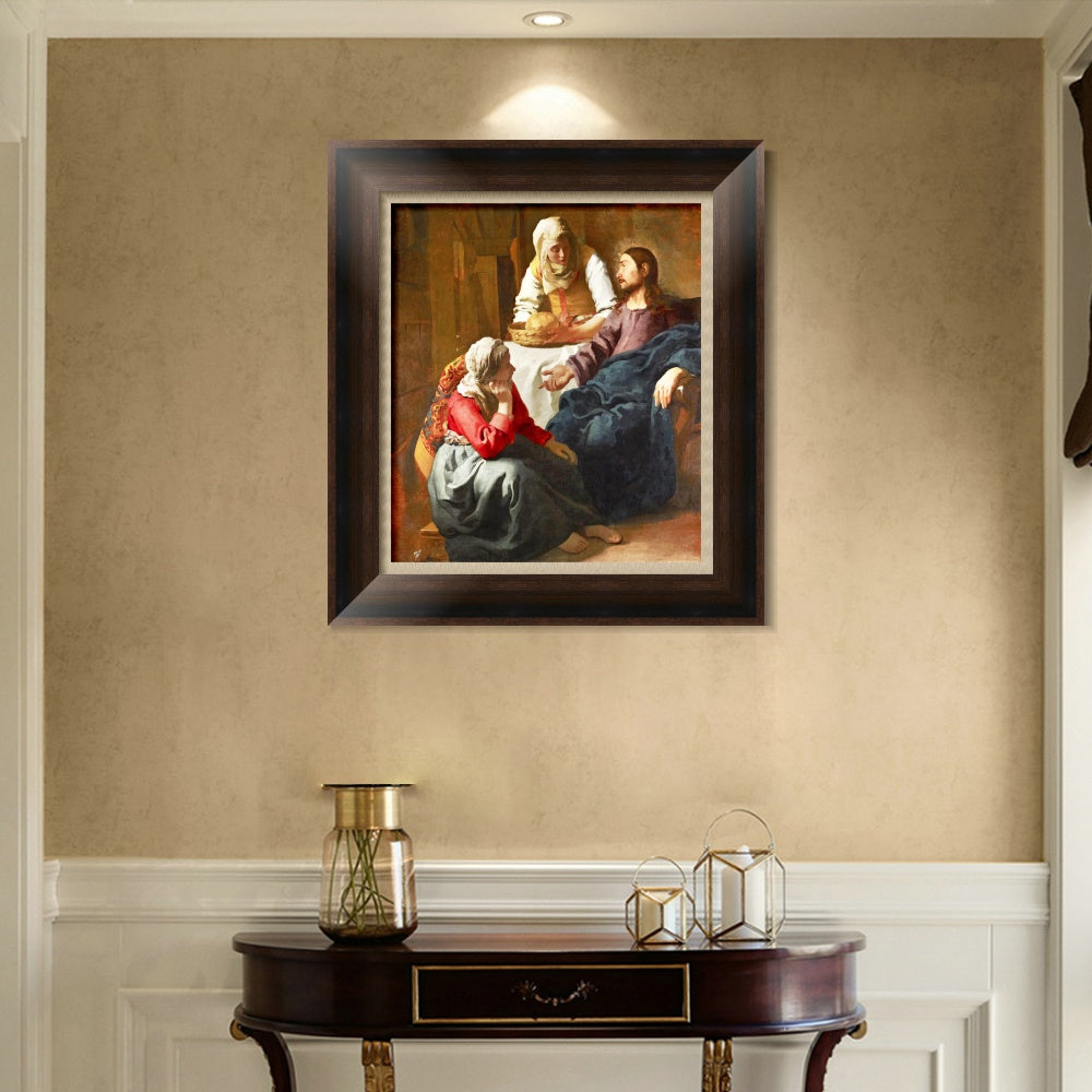 INVIN ART Framed Canvas Art Giclee Print Christ in The House of Martha and Mary by Johannes Vermeer Wall Art Living Room Home Office Decorations