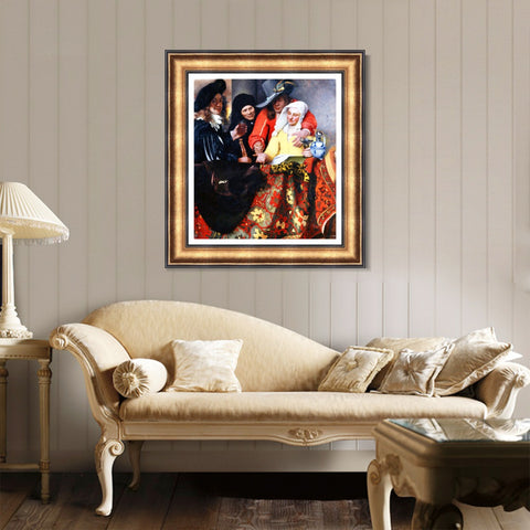 INVIN ART Framed Canvas Art Giclee Print The Procuress by Johannes Vermeer Wall Art Living Room Home Office Decorations