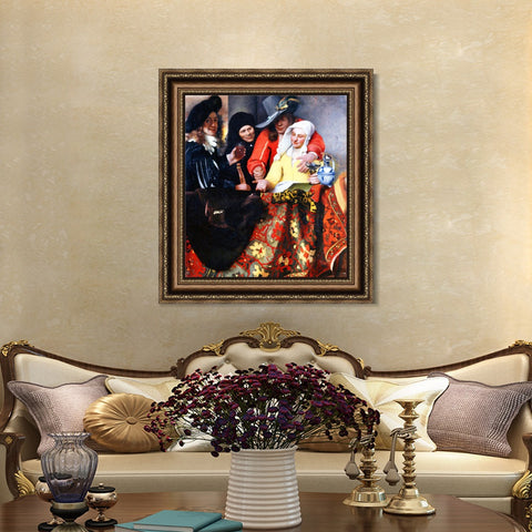 INVIN ART Framed Canvas Art Giclee Print The Procuress by Johannes Vermeer Wall Art Living Room Home Office Decorations
