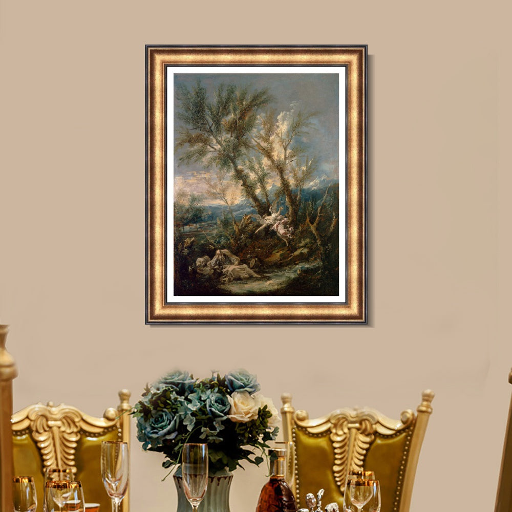 INVIN ART Framed Canvas Art Giclee Print Elijah Visited by an Angel, ca. 1730 by Alessandro Magnasco Wall Art