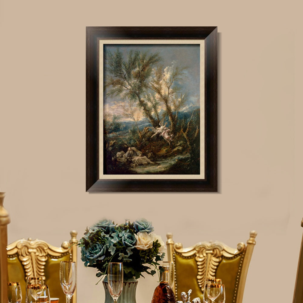 INVIN ART Framed Canvas Art Giclee Print Elijah Visited by an Angel, ca. 1730 by Alessandro Magnasco Wall Art