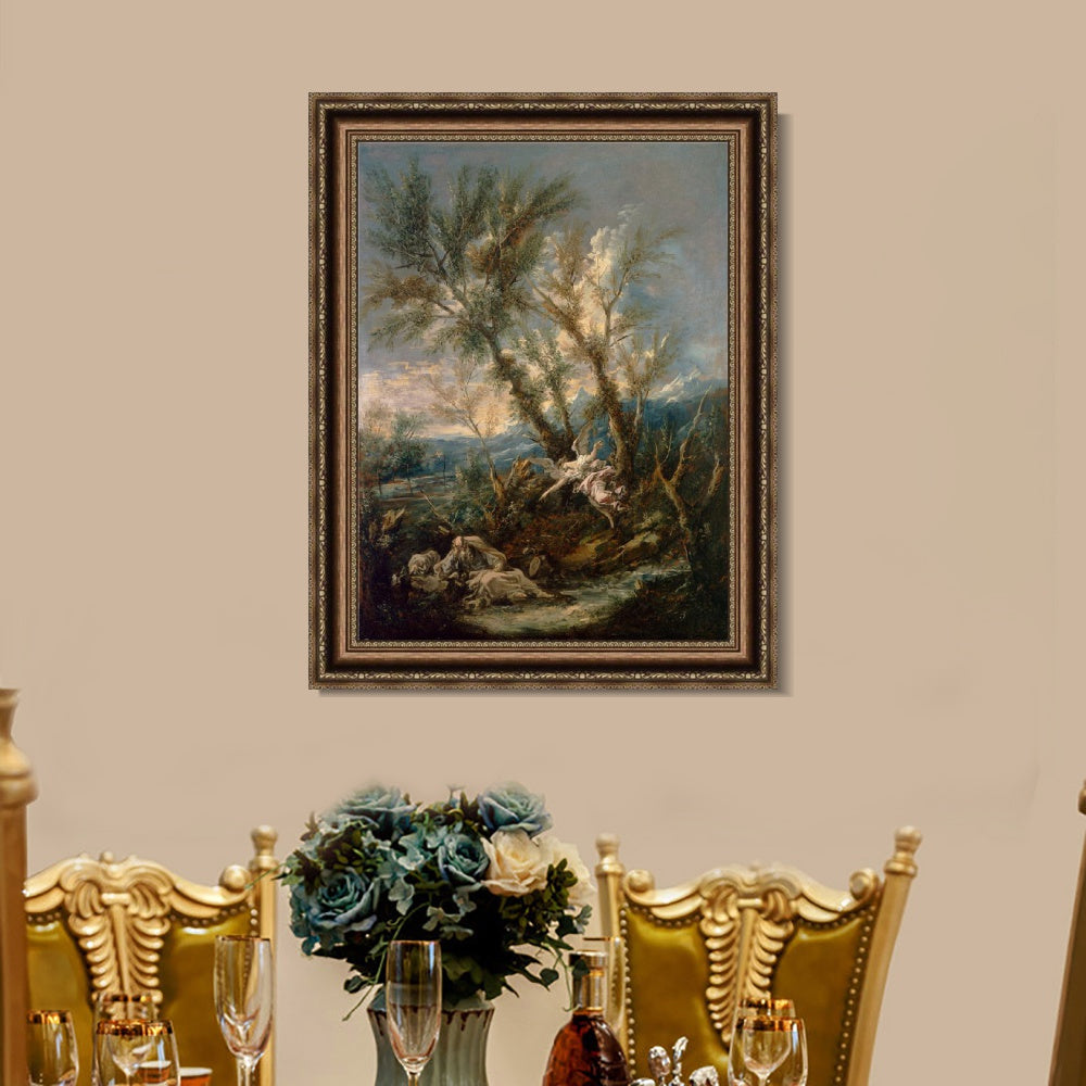 INVIN ART Framed Canvas Art Giclee Print Elijah Visited by an Angel, ca. 1730 by Alessandro Magnasco Wall Art