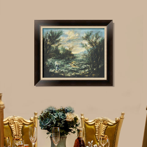 INVIN ART Framed Canvas Art Giclee Print Christ at the Sea of Galilee, c. 1740 by Alessandro Magnasco Wall Art Living Room Home Office Decorations