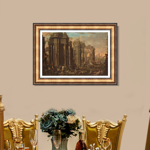 INVIN ART Framed Canvas Art Giclee Print Clemente Spera Bacchanal by Alessandro Magnasco Wall Art Living Room Home Office Decorations