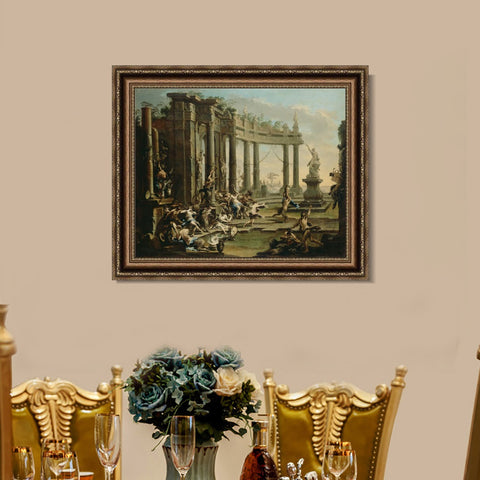 INVIN ART Framed Canvas Art Giclee Print Bacchanale by Alessandro Magnasco Wall Art Living Room Home Office Decorations