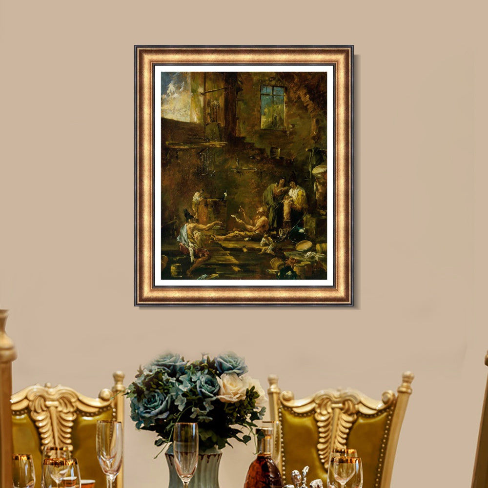 INVIN ART Framed Canvas Art Giclee Print Singing Birds by Alessandro Magnasco Wall Art