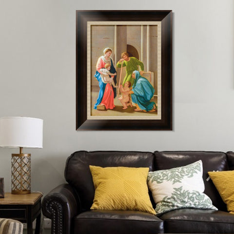 INVIN ART Framed Canvas Art Giclee Print The Holy Family with Saints Elizabeth and John by Nicolas Poussin Wall Art Living Room Home Office Decorations