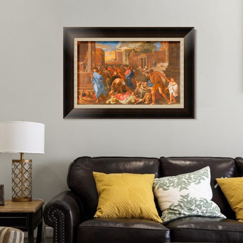 INVIN ART Framed Canvas Art Giclee Print The Plague at Ashdod by Nicolas Poussin Wall Art Living Room Home Office Decorations