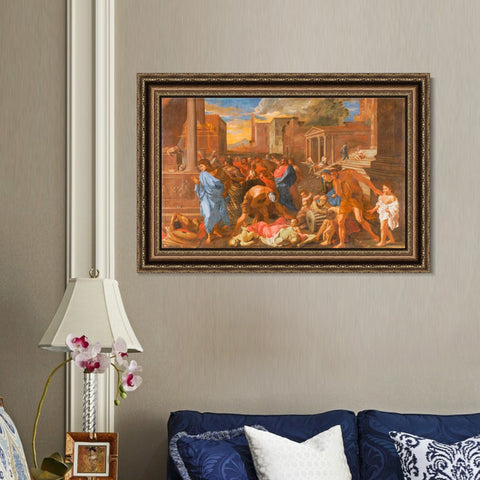 INVIN ART Framed Canvas Art Giclee Print The Plague at Ashdod by Nicolas Poussin Wall Art Living Room Home Office Decorations